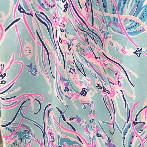 Lilly Pulitzer Natalie Shirtdress Cover-Up SZ Small Blue Pink Ocean Beach Fish - Picture 4 of 7
